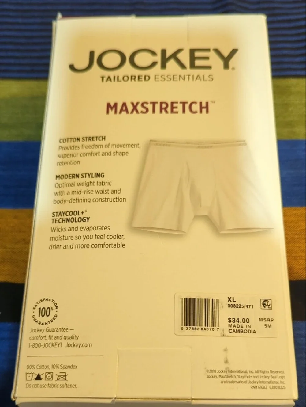 Jockey Men’s MaxStretch Mid-Rise Boxer Briefs XL – Blue & Black (3-Pack)